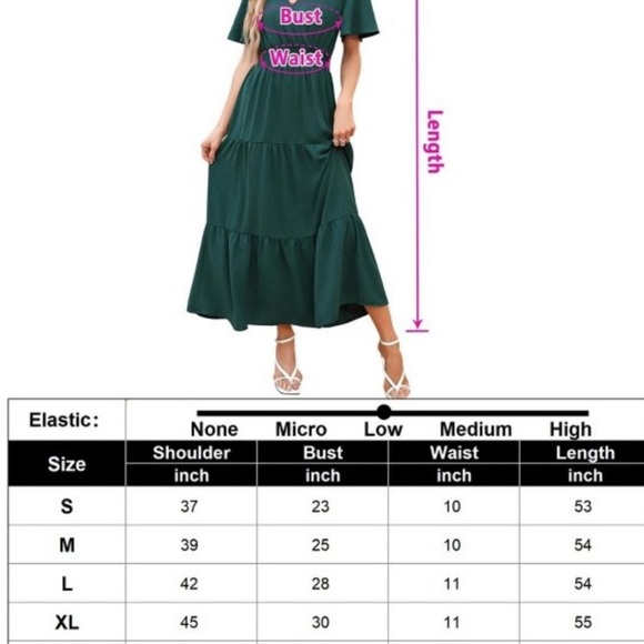 Women’s Summer Wrap V Neck Dress - Dark Green - Size XL - Picture 9 of 9